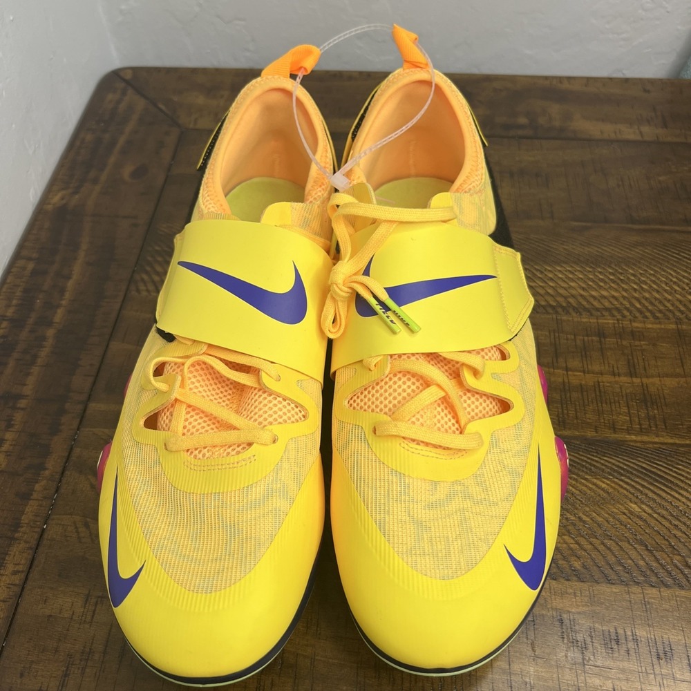Nike Zoom Pole Vault Elite Track Shoes Citron Pulse Spikes Mens Sz 14 FZ9649-800